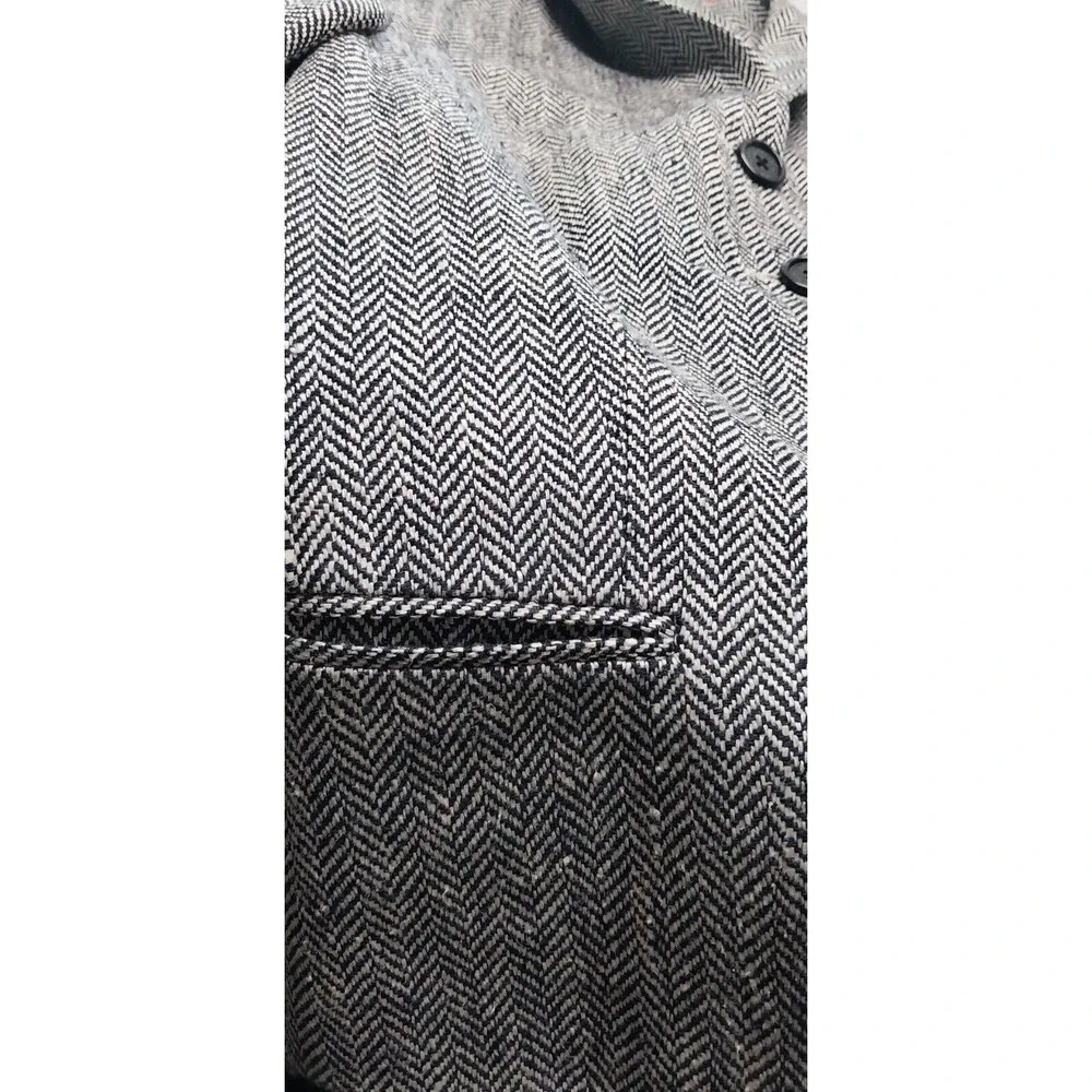 RALPH LAUREN Blazer Black Cream Herringbone Size 8 Silk Linen Blend Academia GUC - Picture 6 of 16